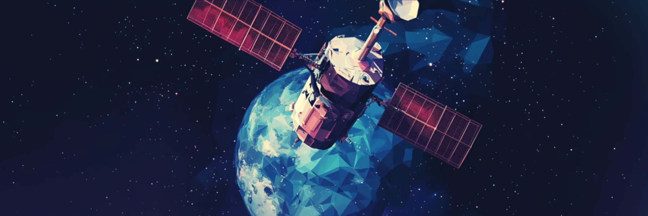 Dynamic satellite photo low poly, outer space